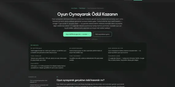 CashyGo’da Oyun Oynayarak Ödül Kazanmak Mümkün: Hedefe Ulaşan Oyuncuya Puan